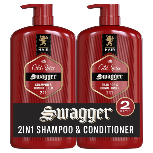 Old Spice Swagger 2-in-1 Shampoo and Conditioner Set for Men, Cedarwood Lime Scent, Get Up To 80% Fuller-Looking Hair, Barbershop Quality, 29.2 Fl Oz Each, 2 Pack Swagger 2-in-1 Twin Pack