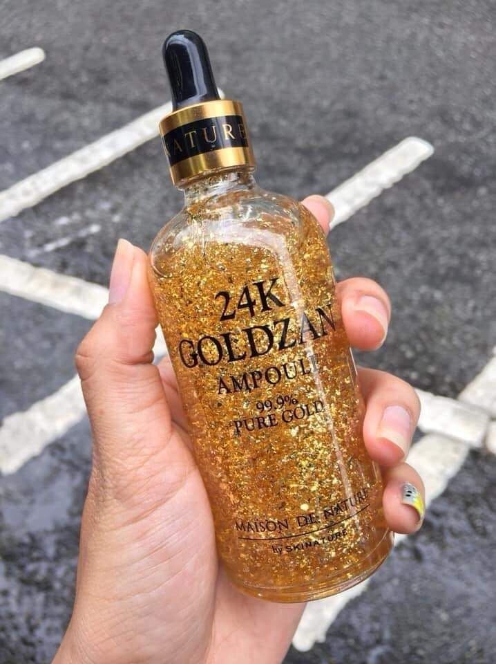 24k Gold Hyaluronic Acid Face Serum from BeautyStarts held in hand, showcasing its luxurious design and premium skincare quality.