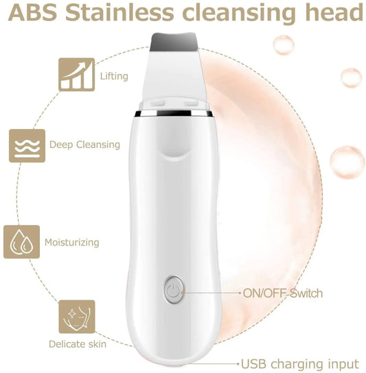 BeautyStarts 4+3 Kit Ultrasonic Skin Scrubber, an advanced skincare tool for deep cleansing, exfoliation, and rejuvenation.