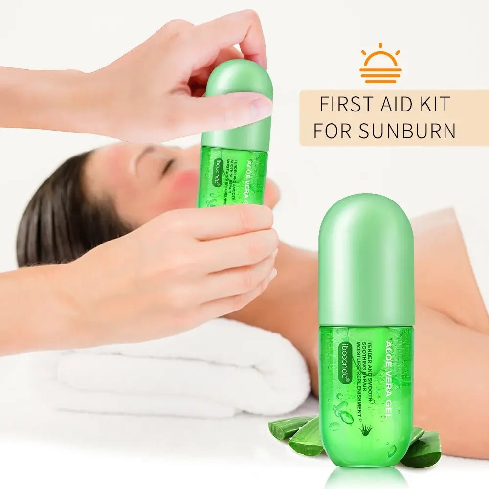 BeautyStarts Aloe Gel Hydrating Soothing Skin Care, the perfect first aid solution for sunburn, providing soothing relief and hydration.